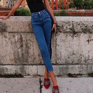 Madewell Skinny Jeans Velvet Tuxedo Stripe Edition